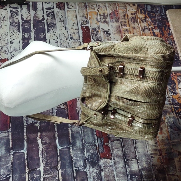 b. Makowsky Snake Embossed Leather Shoulder Bag